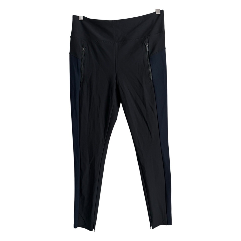 Athleta Stellar Tight Leggings Black Navy Colorblock Zip Pocket Gorpcore Size M